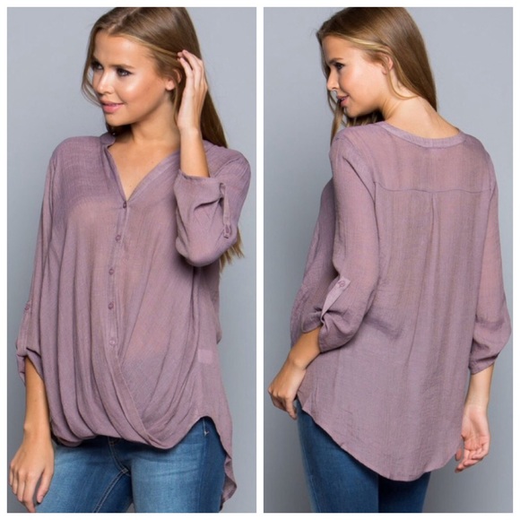 Tops - •twist front button down•